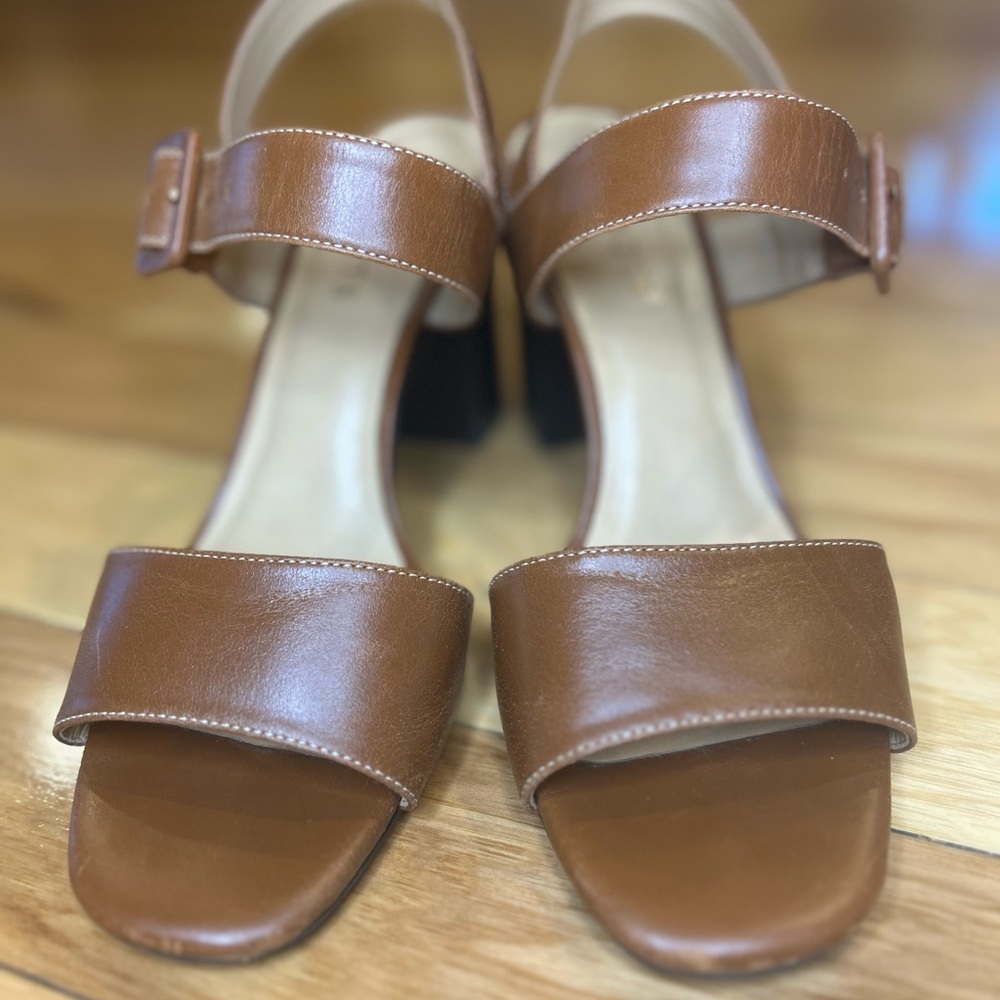 Talbots Brown Leather Block Heel Leather Sandals - Picture 4 of 12